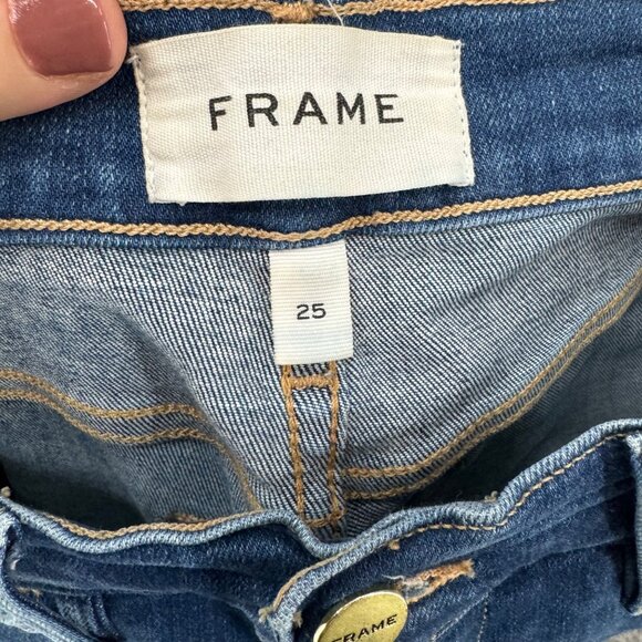FRAME Le High Skinny Crop Jeans Womens Blue Gaby Distressed Ripped Denim Size 25 - Picture 5 of 12